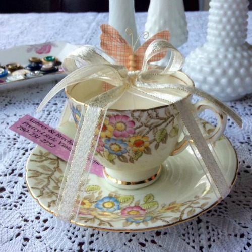 Tea Cup Candle by Nicole Kennedy for Aubrey & Brechan Pretty Little Vintage Candles. 