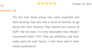 College Hunks Edmonton Testimonial 3