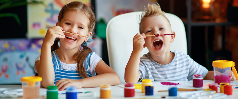 kids doing crafts at home