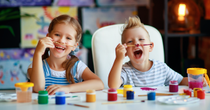 kids painting at home
