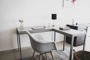 Clean home office after donating spring cleaning items