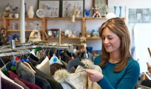 women thrift shopping