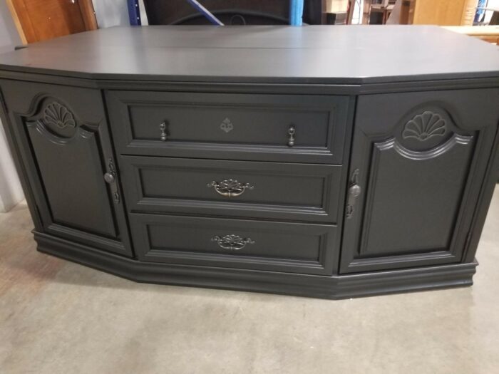 Black cabinet, 2 doors, 3 drawers, solid wood