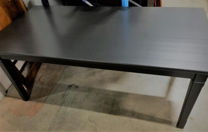 Rectangular Black Table, Solid Wood, with 6 Chairs