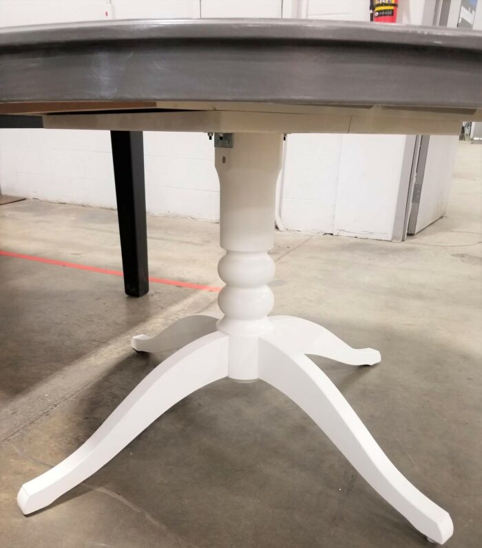 Round grey and white dining table (medium size) solid wood - Image 2