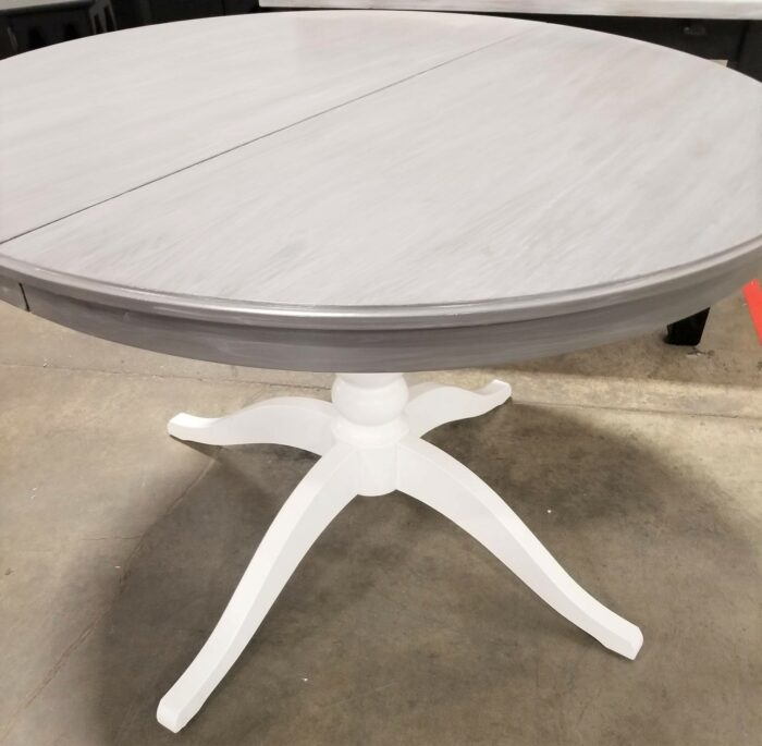Round grey and white dining table (medium size) solid wood