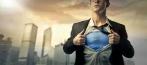 Superman Halloween thrift store costume from Goodwill Alberta