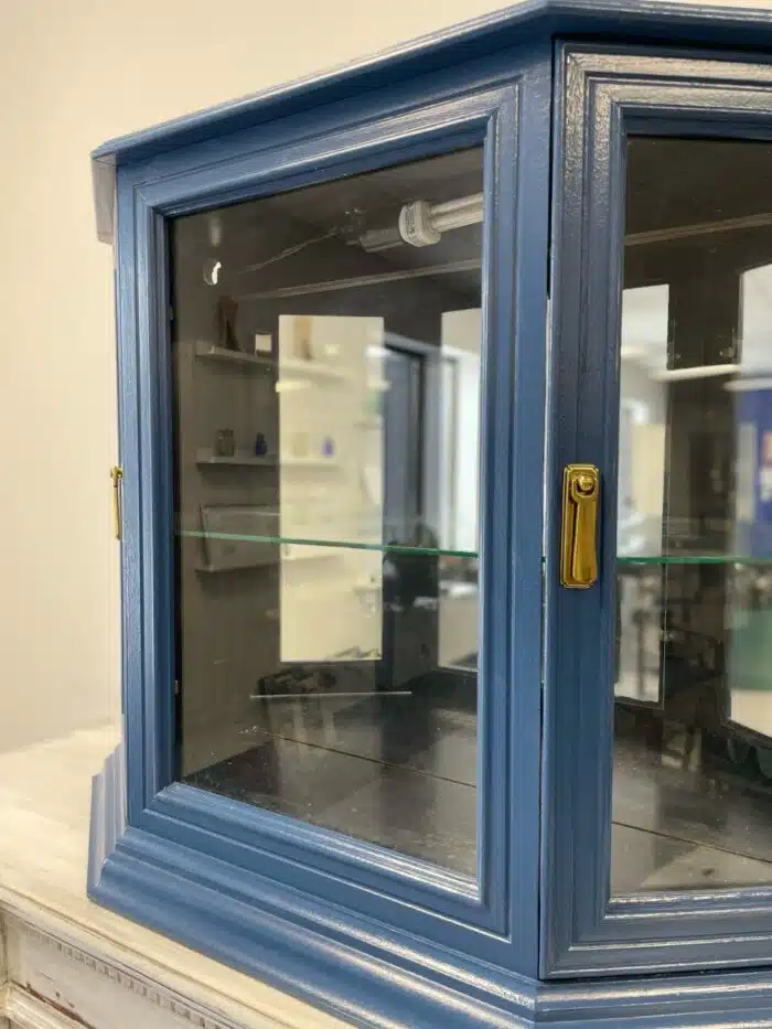Deep Blue Wood/Glass Display Case with Light - Image 4