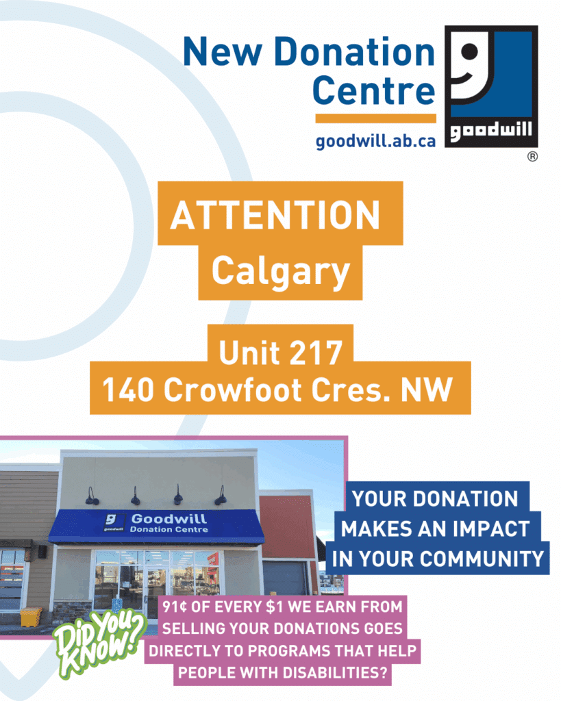 Calgary Crowfoot Goodwill Donation Centre exterior entrance doors.