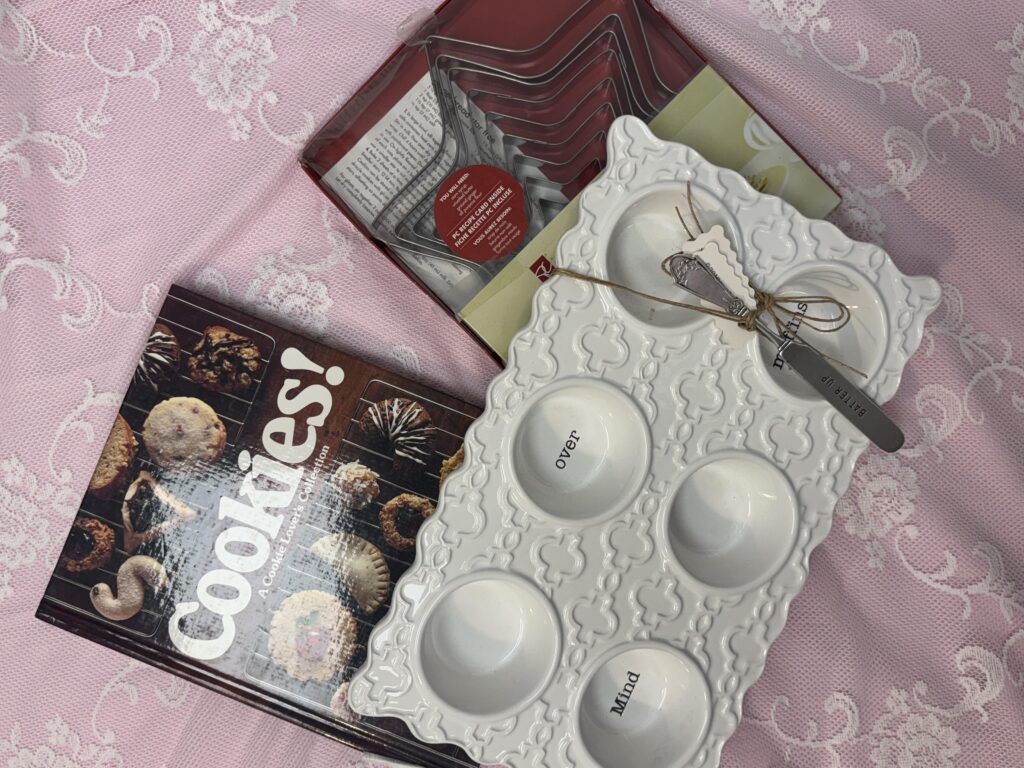 Sustainable & Affordable Thrift Gift Ideas from Goodwill Alberta 21 Thrifted gift bundle with baking tools and recipe book