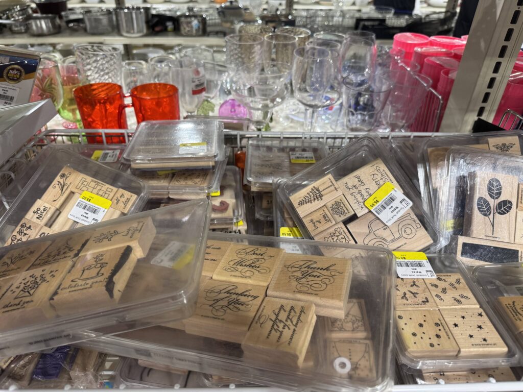 Sustainable & Affordable Thrift Gift Ideas from Goodwill Alberta 16 Assorted rubber stamps at Goodwill Alberta