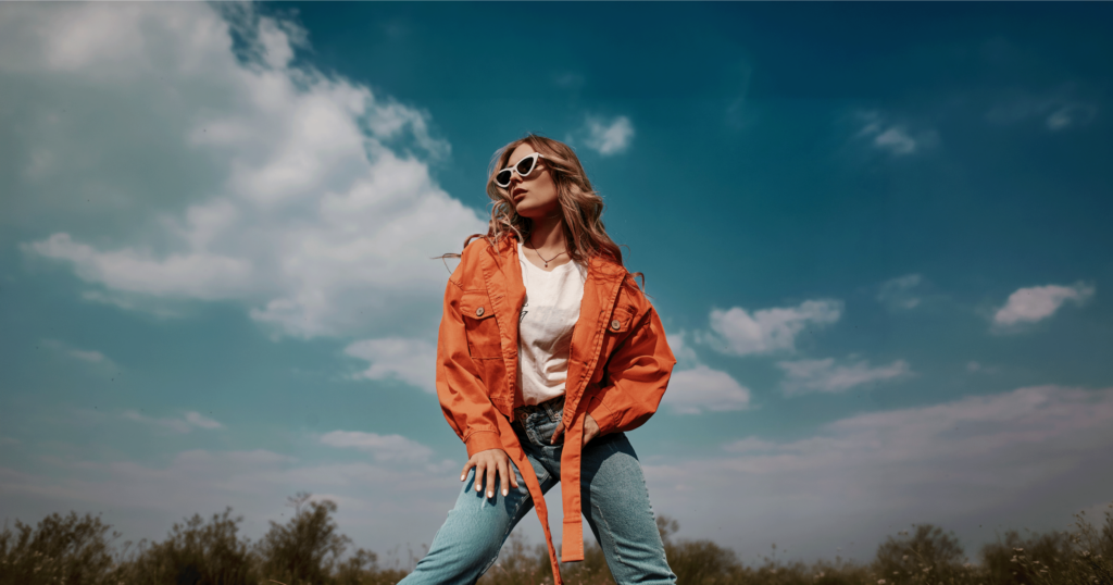 8 TikTok Fashion Trends You Can Thrift 1 Woman showcasing a popular TikTok fashion trend - a pop of colour in her outfit