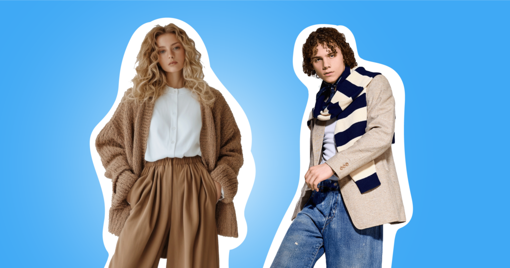 8 TikTok Fashion Trends You Can Thrift 5 Woman and man in oversized clothing - a current TikTok fashion trend
